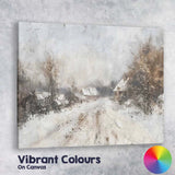 Impressionist Snowy Village Country Lane Winter Landscape Canvas Wall Art Print Decor Picture Ready to Hang