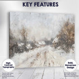 Impressionist Snowy Village Country Lane Winter Landscape Canvas Wall Art Print Decor Picture Ready to Hang