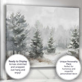 Minimalist Snowy Evergreen Forest Watercolour Landscape Canvas Wall Art Print Decor Picture Ready to Hang
