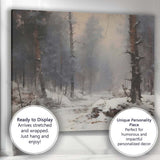 Atmospheric Snow Covered Forest Path Winter Woodland Scene Canvas Wall Art Print Decor Picture Ready to Hang