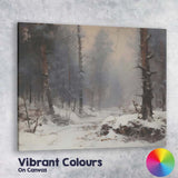 Atmospheric Snow Covered Forest Path Winter Woodland Scene Canvas Wall Art Print Decor Picture Ready to Hang