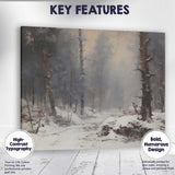 Atmospheric Snow Covered Forest Path Winter Woodland Scene Canvas Wall Art Print Decor Picture Ready to Hang