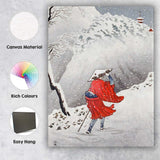 Traditional Japanese Winter Traveller Snowstorm Ukiyoe Style Canvas Wall Art Print Decor Picture Ready to Hang