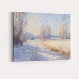 Impressionist Frosty Country Lane Winter Morning Landscape Canvas Wall Art Print Decor Picture Ready to Hang