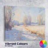 Impressionist Frosty Country Lane Winter Morning Landscape Canvas Wall Art Print Decor Picture Ready to Hang