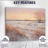 Blush Pink Winter Sunset Snowy Field Landscape Canvas Wall Art Print Decor Picture Ready to Hang