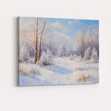 Bright Frosted Woodland Path Winter Snow Landscape Canvas Wall Art Print Decor Picture Ready to Hang