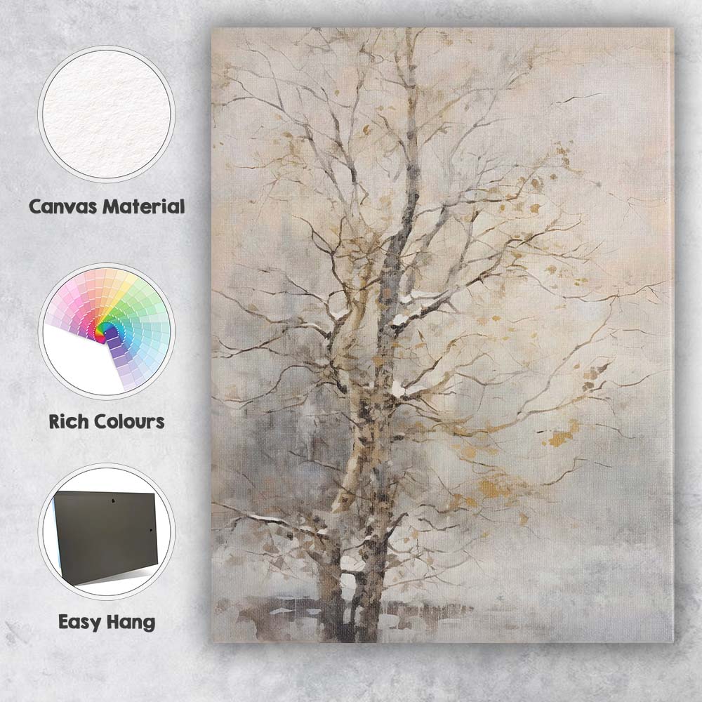 Elegant Bare Winter Tree Neutral Watercolour Botanical Canvas Wall Art Print Decor Picture Ready to Hang