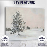 Solitary Frosted Pine Tree Minimal Winter Landscape Canvas Wall Art Print Decor Picture Ready to Hang