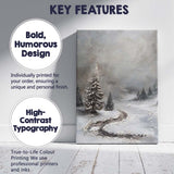 Textured Snowy Evergreen Forest Winter Abstract Landscape Canvas Wall Art Print Decor Picture Ready to Hang