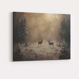 Enchanted Winter Forest Deer Woodland Scene Canvas Wall Art Print Decor Picture Ready to Hang