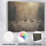 Enchanted Winter Forest Deer Woodland Scene Canvas Wall Art Print Decor Picture Ready to Hang