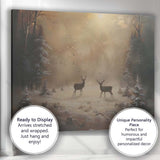 Enchanted Winter Forest Deer Woodland Scene Canvas Wall Art Print Decor Picture Ready to Hang