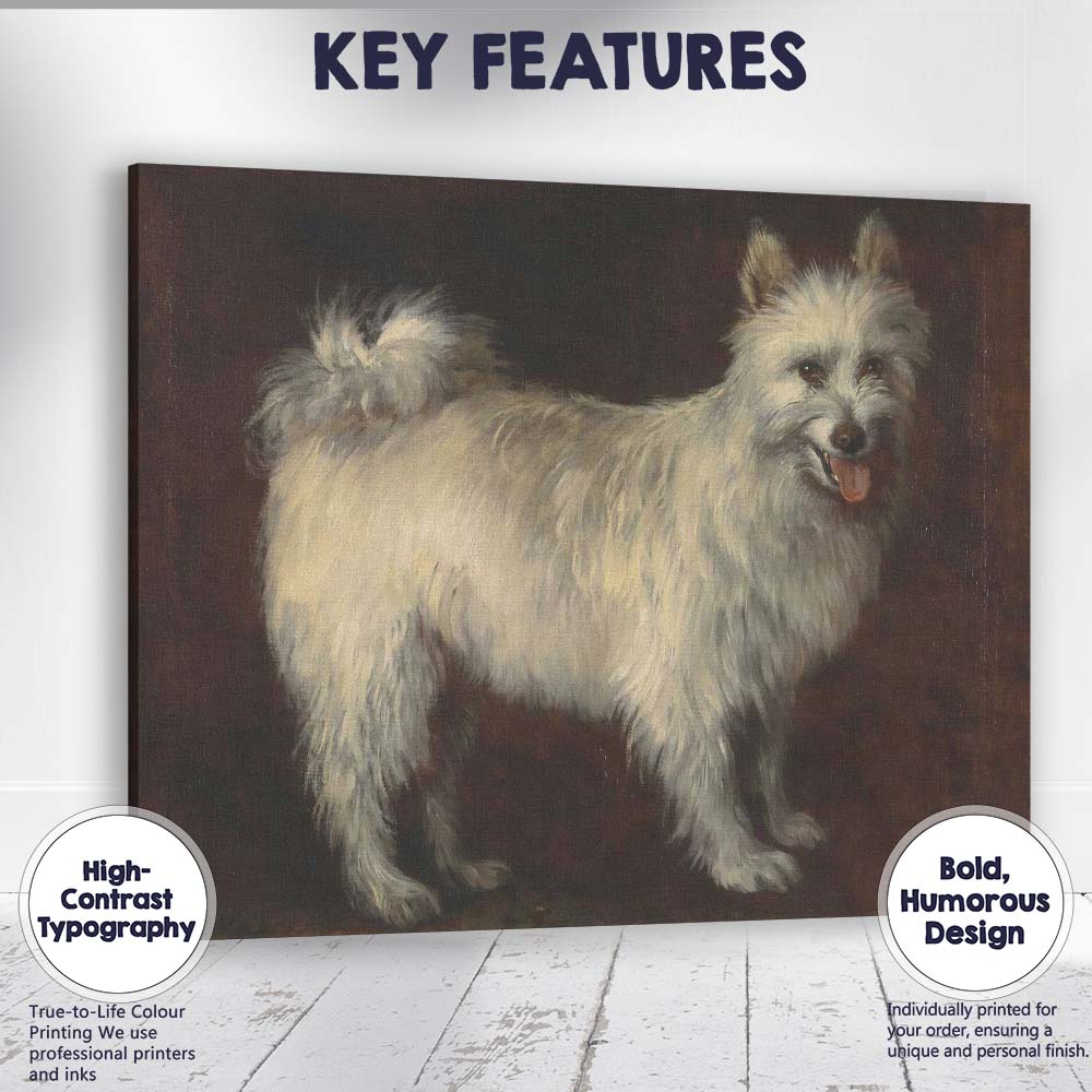 White Highland Terrier Dog Portrait Traditional Oil Painting Canvas Wall Art Print Decor Picture Ready to Hang