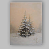 Snow Covered Evergreen Pine Tree Minimalist Winter Landscape Canvas Wall Art Print Decor Picture Ready to Hang