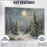 Moonlit Snowy Pine Forest Winter Landscape Canvas Wall Art Print Decor Picture Ready to Hang