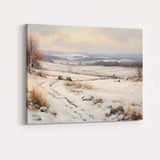 Peaceful Snow Covered Countryside Meadow Landscape Canvas Wall Art Print Decor Picture Ready to Hang