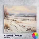 Peaceful Snow Covered Countryside Meadow Landscape Canvas Wall Art Print Decor Picture Ready to Hang