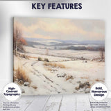 Peaceful Snow Covered Countryside Meadow Landscape Canvas Wall Art Print Decor Picture Ready to Hang