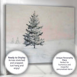 Minimalist Solitary Snow Covered Pine Tree Winter Canvas Wall Art Print Decor Picture Ready to Hang
