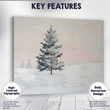 Minimalist Solitary Snow Covered Pine Tree Winter Canvas Wall Art Print Decor Picture Ready to Hang