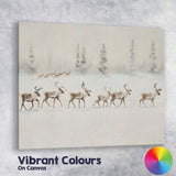 Scandinavian Reindeer Herd Snowy Winter Wilderness Canvas Wall Art Print Decor Picture Ready to Hang