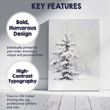 Monochrome Snow Covered Fir Tree Minimalist Winter Canvas Wall Art Print Decor Picture Ready to Hang