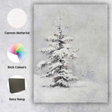 Monochrome Snow Covered Fir Tree Minimalist Winter Canvas Wall Art Print Decor Picture Ready to Hang