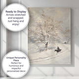 Peaceful Snow Covered Tree Rider Winter Landscape Canvas Wall Art Print Decor Picture Ready to Hang