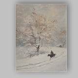 Peaceful Snow Covered Tree Rider Winter Landscape Canvas Wall Art Print Decor Picture Ready to Hang