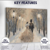 Romantic Victorian Couple Snowy Winter Evening Stroll Canvas Wall Art Print Decor Picture Ready to Hang