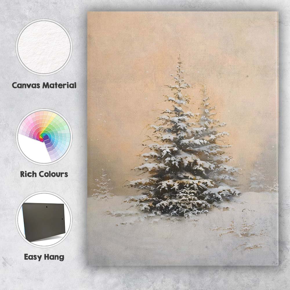 Snow Covered Evergreen Pine Trees Minimalist Winter Landscape Canvas Wall Art Print Decor Picture Ready to Hang