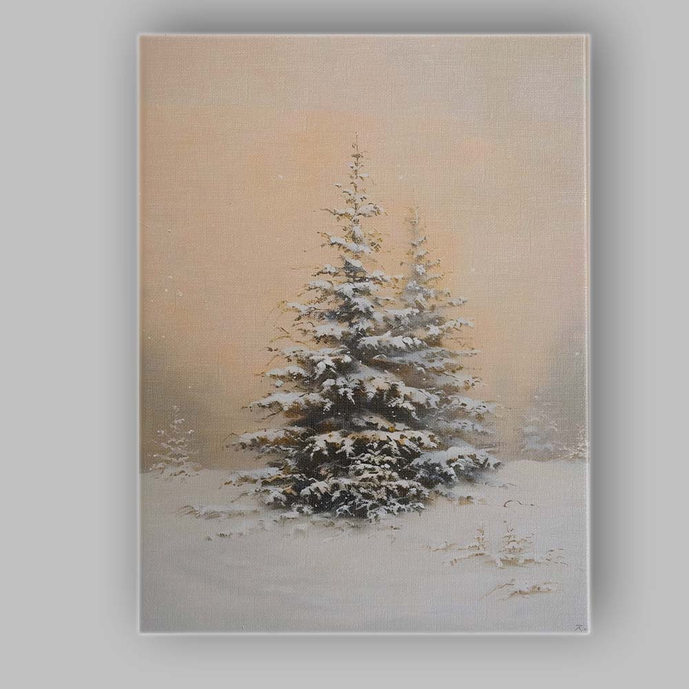 Snow Covered Evergreen Pine Trees Minimalist Winter Landscape Canvas Wall Art Print Decor Picture Ready to Hang