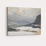 Scandinavian Snowy Mountain Lake Nordic Winter Landscape Canvas Wall Art Print Decor Picture Ready to Hang