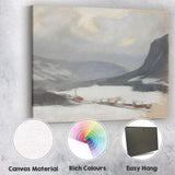 Scandinavian Snowy Mountain Lake Nordic Winter Landscape Canvas Wall Art Print Decor Picture Ready to Hang