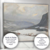 Scandinavian Snowy Mountain Lake Nordic Winter Landscape Canvas Wall Art Print Decor Picture Ready to Hang