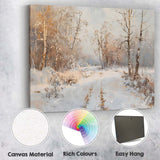 Soft Neutral Snowy Woodland Winter Path Impressionist Canvas Wall Art Print Decor Picture Ready to Hang
