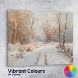 Soft Neutral Snowy Woodland Winter Path Impressionist Canvas Wall Art Print Decor Picture Ready to Hang