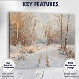 Soft Neutral Snowy Woodland Winter Path Impressionist Canvas Wall Art Print Decor Picture Ready to Hang
