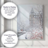 Snowy Paris Riverside Winter Cityscape Impressionist Canvas Wall Art Print Decor Picture Ready to Hang