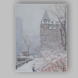 Snowy Paris Riverside Winter Cityscape Impressionist Canvas Wall Art Print Decor Picture Ready to Hang