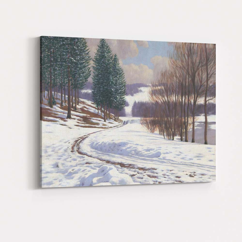 Peaceful Snowy Woodland Path Countryside Winter Landscape Canvas Wall Art Print Decor Picture Ready to Hang