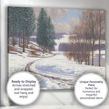 Peaceful Snowy Woodland Path Countryside Winter Landscape Canvas Wall Art Print Decor Picture Ready to Hang