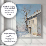 Snow Covered Farmhouse Bare Tree Rural Winter Scene Canvas Wall Art Print Decor Picture Ready to Hang
