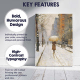 Snowy City Street Figure With Umbrella Impressionist Winter Scene Canvas Wall Art Print Decor Picture Ready to Hang