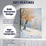 Snow Covered Autumn Woodland Golden Leaves Winter Landscape Canvas Wall Art Print Decor Picture Ready to Hang