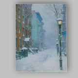 Snowy City Street Lantern Winter Storm Impressionist Canvas Wall Art Print Decor Picture Ready to Hang