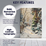 Snow Covered Evergreen Forest Path Textured Winter Woodland Canvas Wall Art Print Decor Picture Ready to Hang