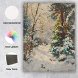 Peaceful Snow Covered Forest Path Evergreen Woodland Impressionist Canvas Wall Art Print Decor Picture Ready to Hang