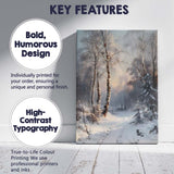 Serene Snow Covered Birch Forest Misty Winter Woodland Canvas Wall Art Print Decor Picture Ready to Hang
